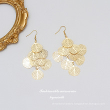 2021 New Arrivals Brass Gold Plated Fashion Exaggerated Leaves Hypoallergenic Drop Earring For Women